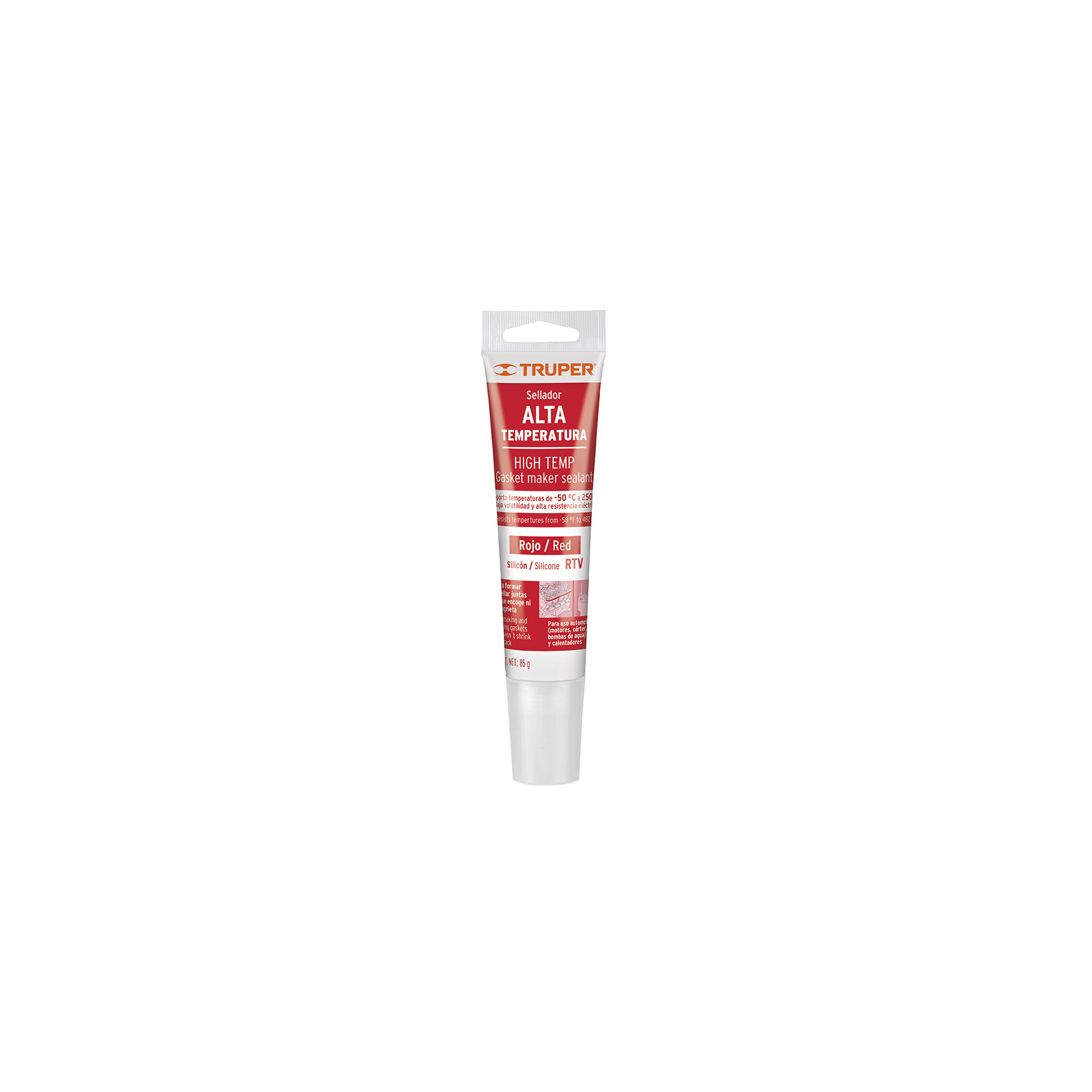 Sellador de silicón rojo RTV para altas temperaturas, 85 g