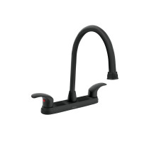Mezcladora fregadero 8" negro, cuello largo, palanca, AQUA