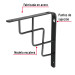 Ménsula reforzada negra 8 x 8", diseño escalera, FIERO