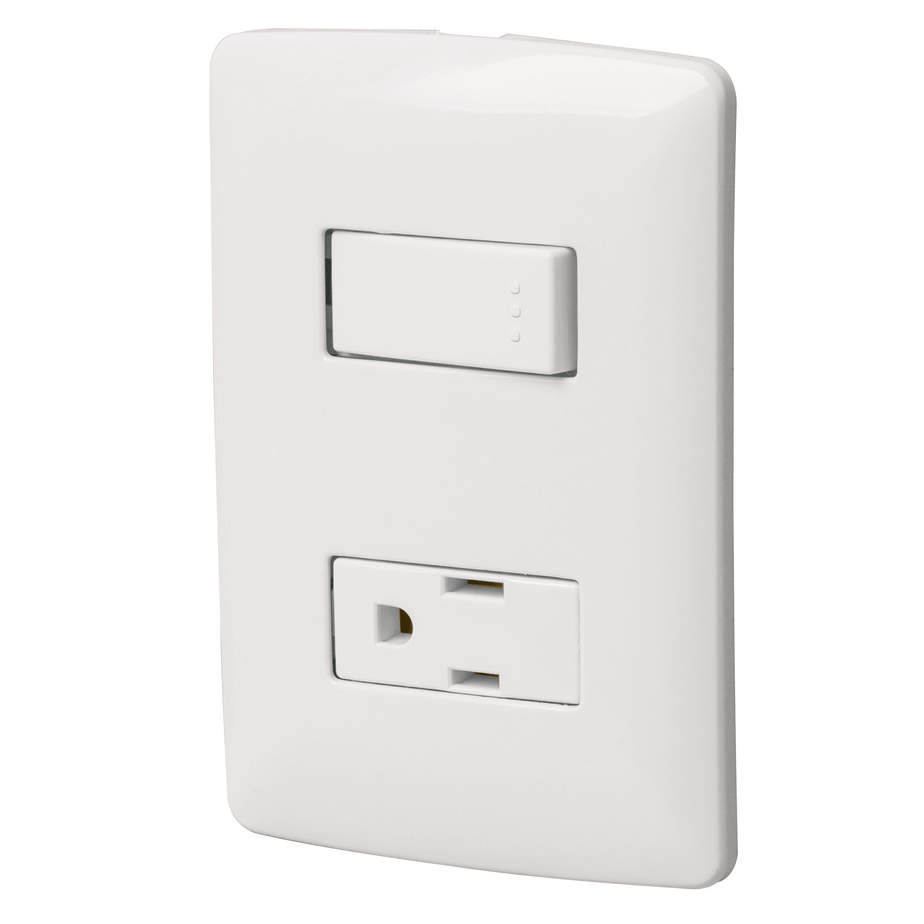 Placa armada contacto e interruptor, blanco, línea Italiana