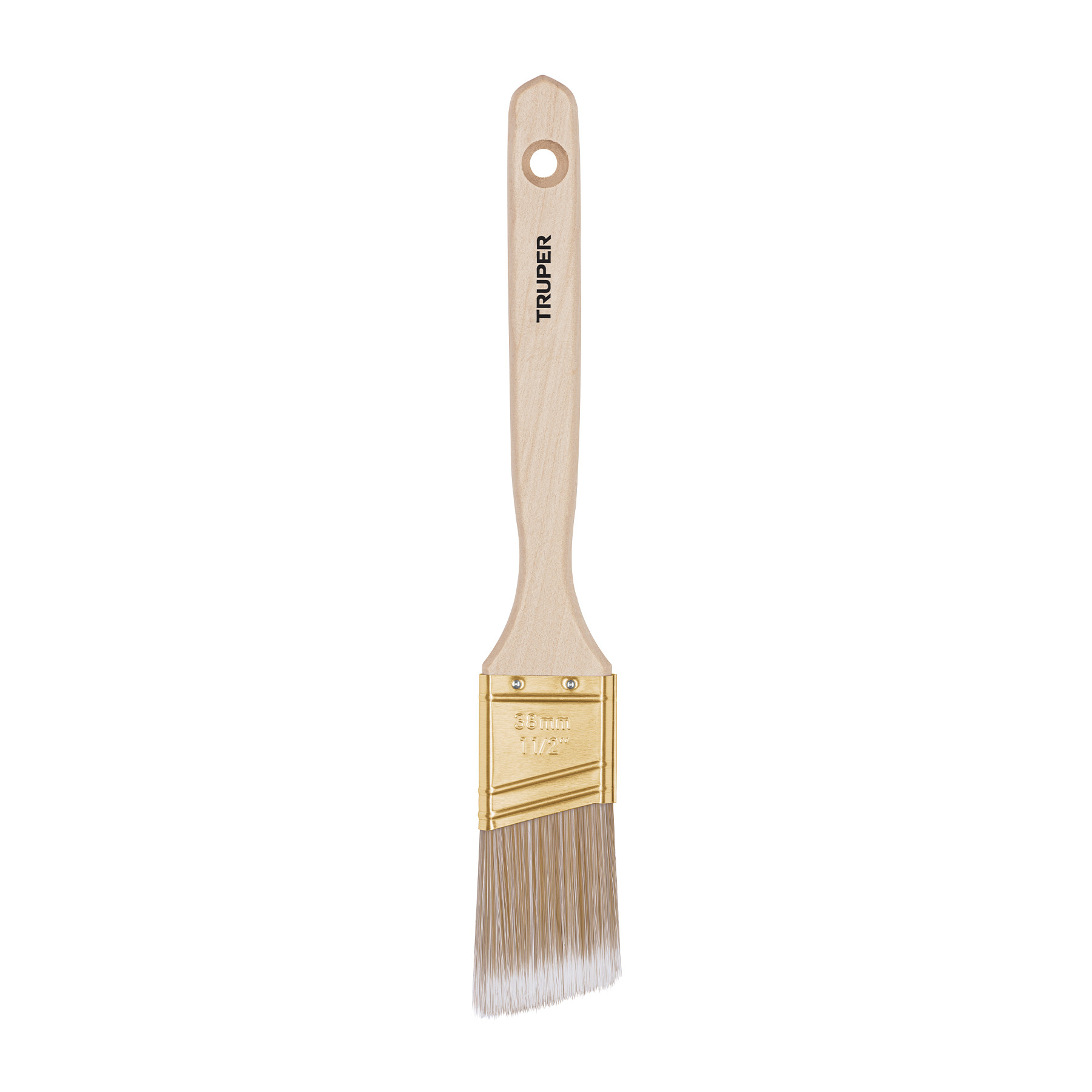 Brocha cerdas sintéticas 1-1/2" corte angular, mango madera