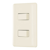Placa armada, 2 interruptores, marfil, VOLTECK