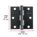 Bisagra cuadrada 3 1/2", negro mate, cabeza plana, HERMEX