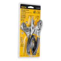 Juego de 2 pinzas y 1 llave ajustable, mangos de PVC, PRETUL