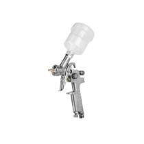 Pistola p/retoque gravedad HVLP vaso plástico, 1 mm, Truper