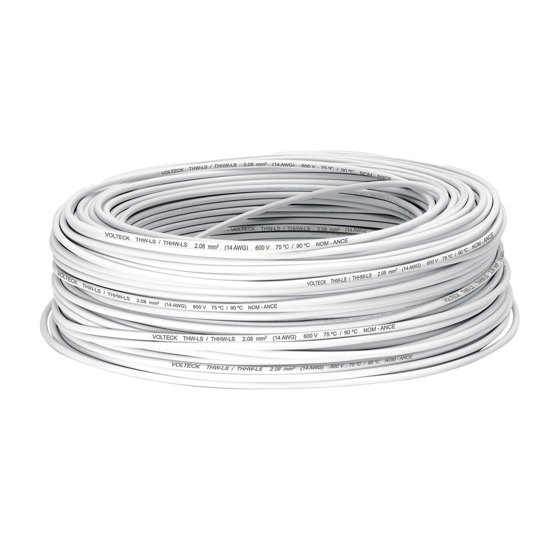 Rollo de 100 m de cable THHW-LS 14 AWG blanco, VOLTECK