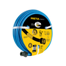 Manguera azul 1/2" 3 capas 15 m conexiones plásticas, PRETUL