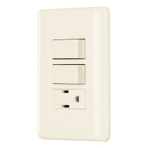 Placa armada 2 interruptores y contacto, marfil, BASIC