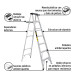 Escalera de tijera tipo III 6 escalones y bandeja, PRETUL