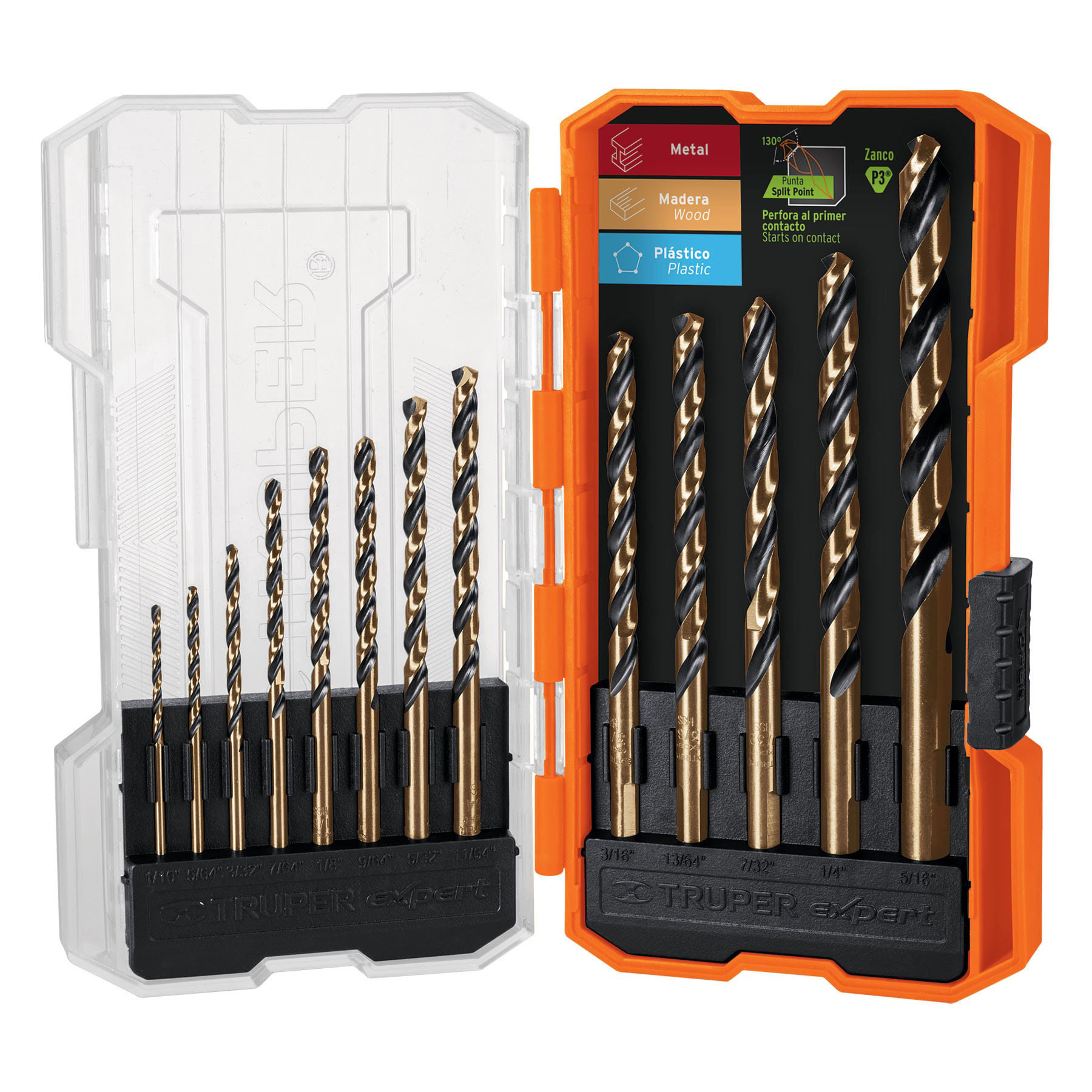Juego de 13 brocas HSS para metal en estuche, TRUPER EXPERT