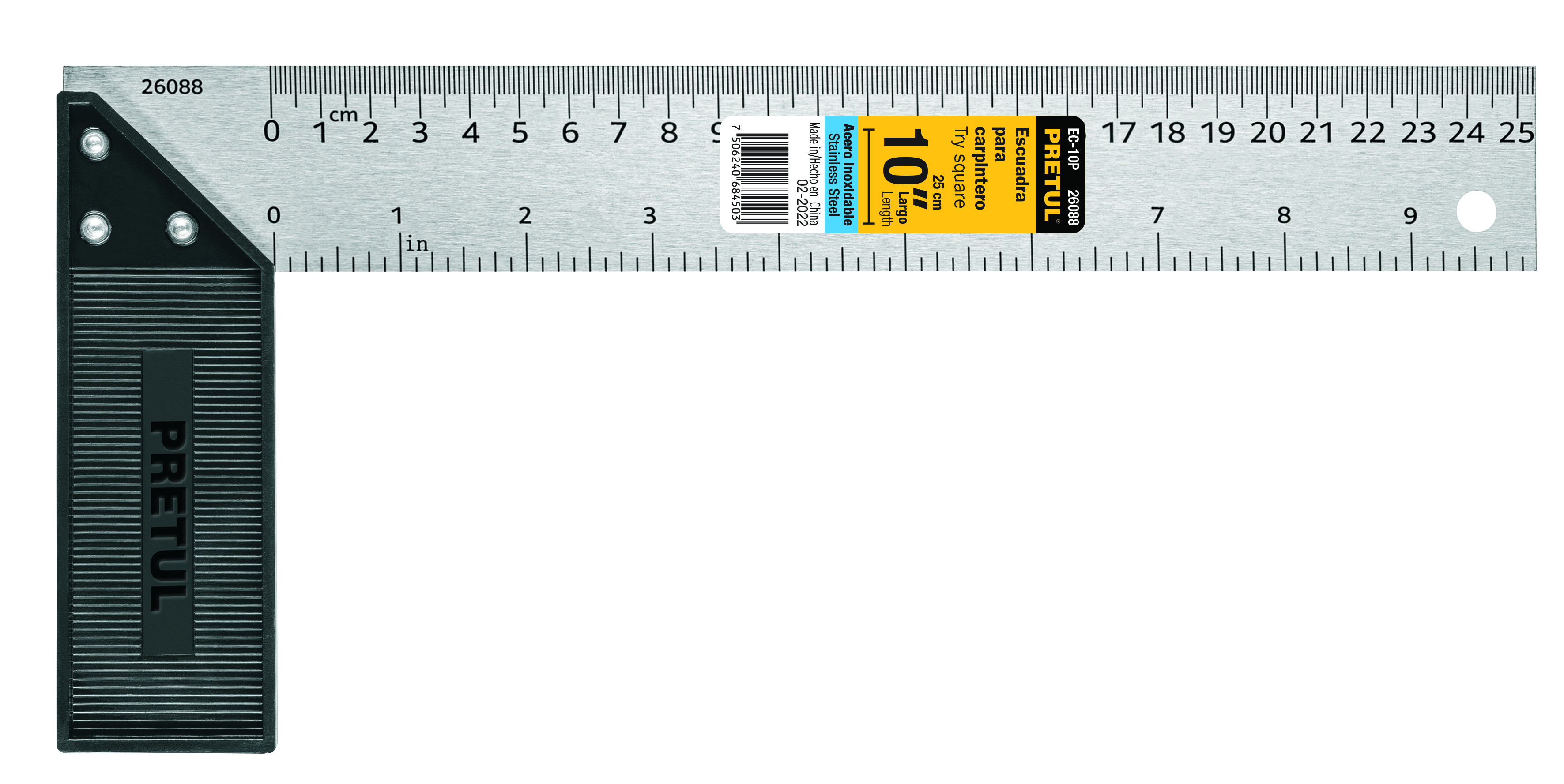 Escuadra 10" para carpintero, PRETUL