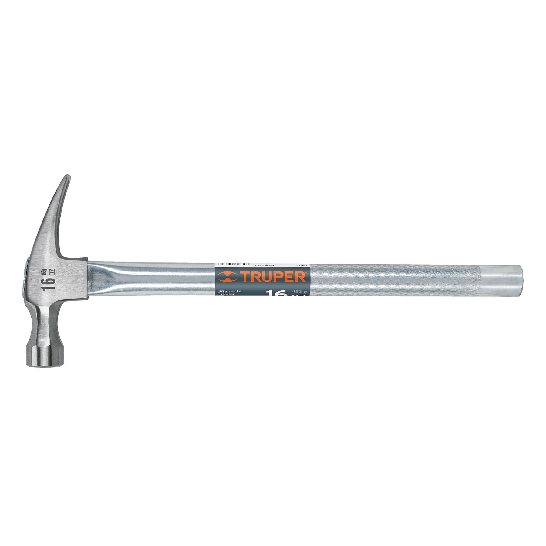 Martillo tubular pulido 16 oz uña recta, TRUPER