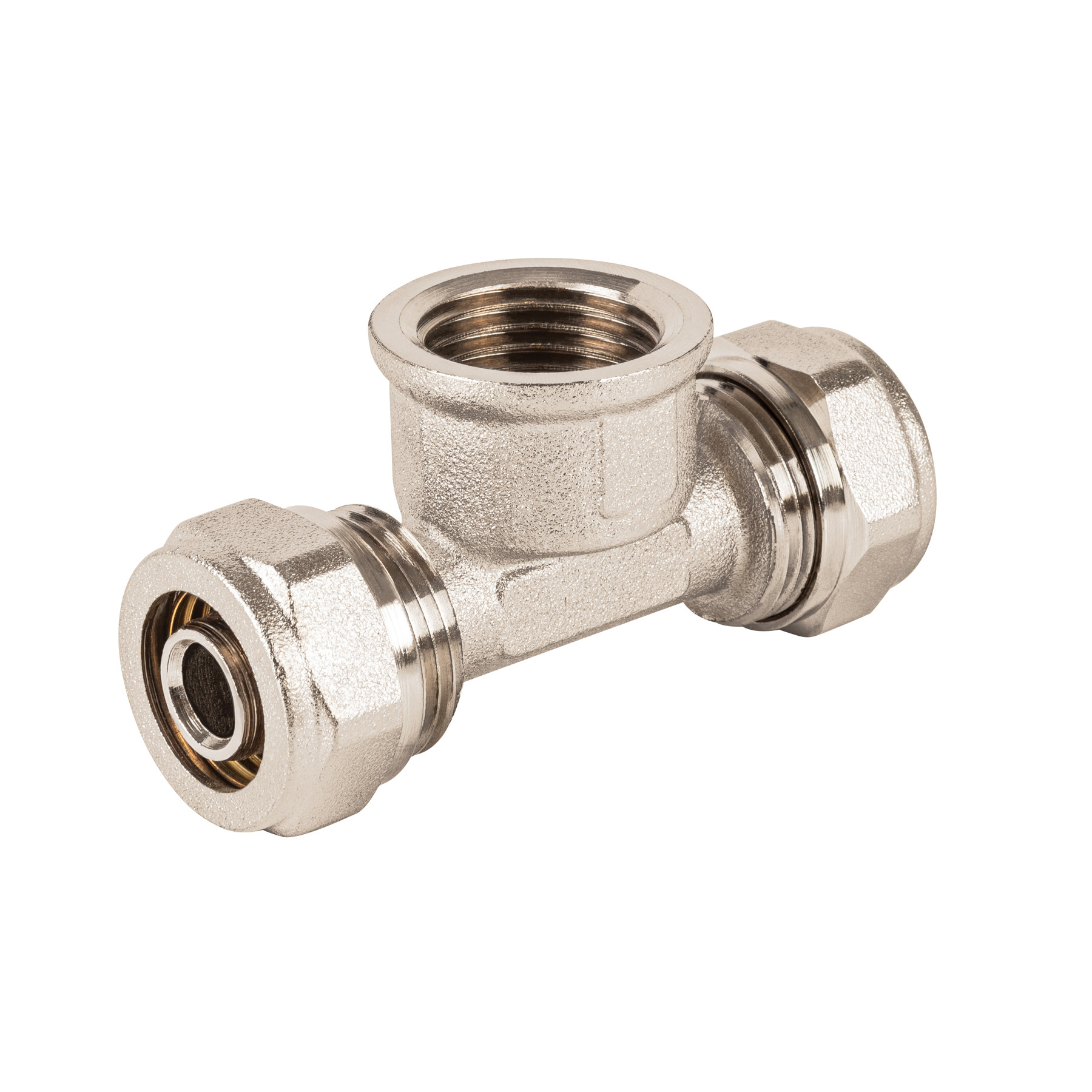 Tee para PEALPE,3/8x1/2x3/8",con rosca hembra central, FOSET
