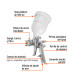 Pistola p/pintar gravedad HVLP vaso plástico, 2 mm, TRUPER