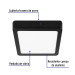 Luminario LED plafón 12W 6500K, cuadrado, negro, VOLTECK
