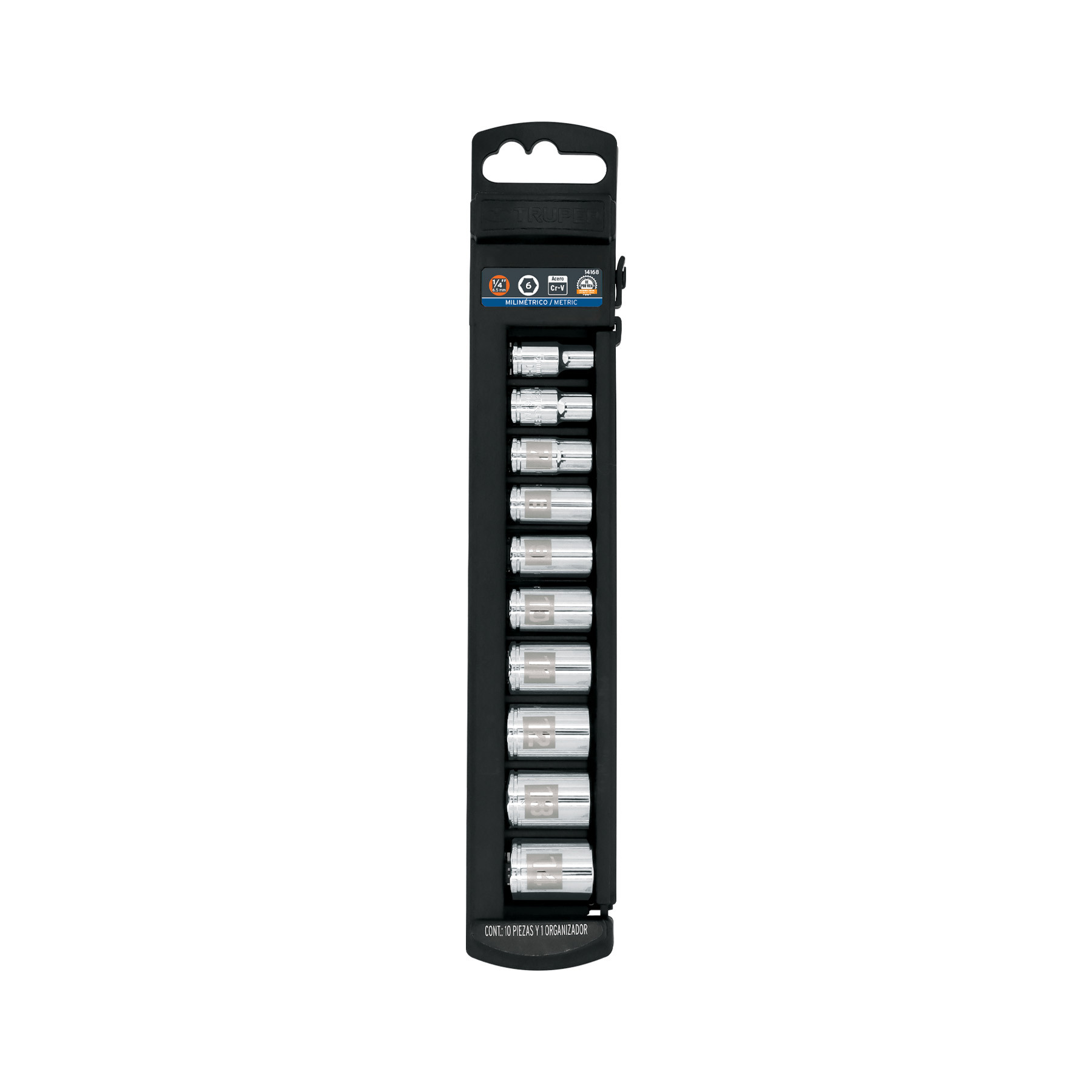 Juego de 10 dados cuadro 1/4" mm, TRUPER