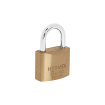 Candado de latón 40 mm llave tetra en blíster, HERMEX BASIC
