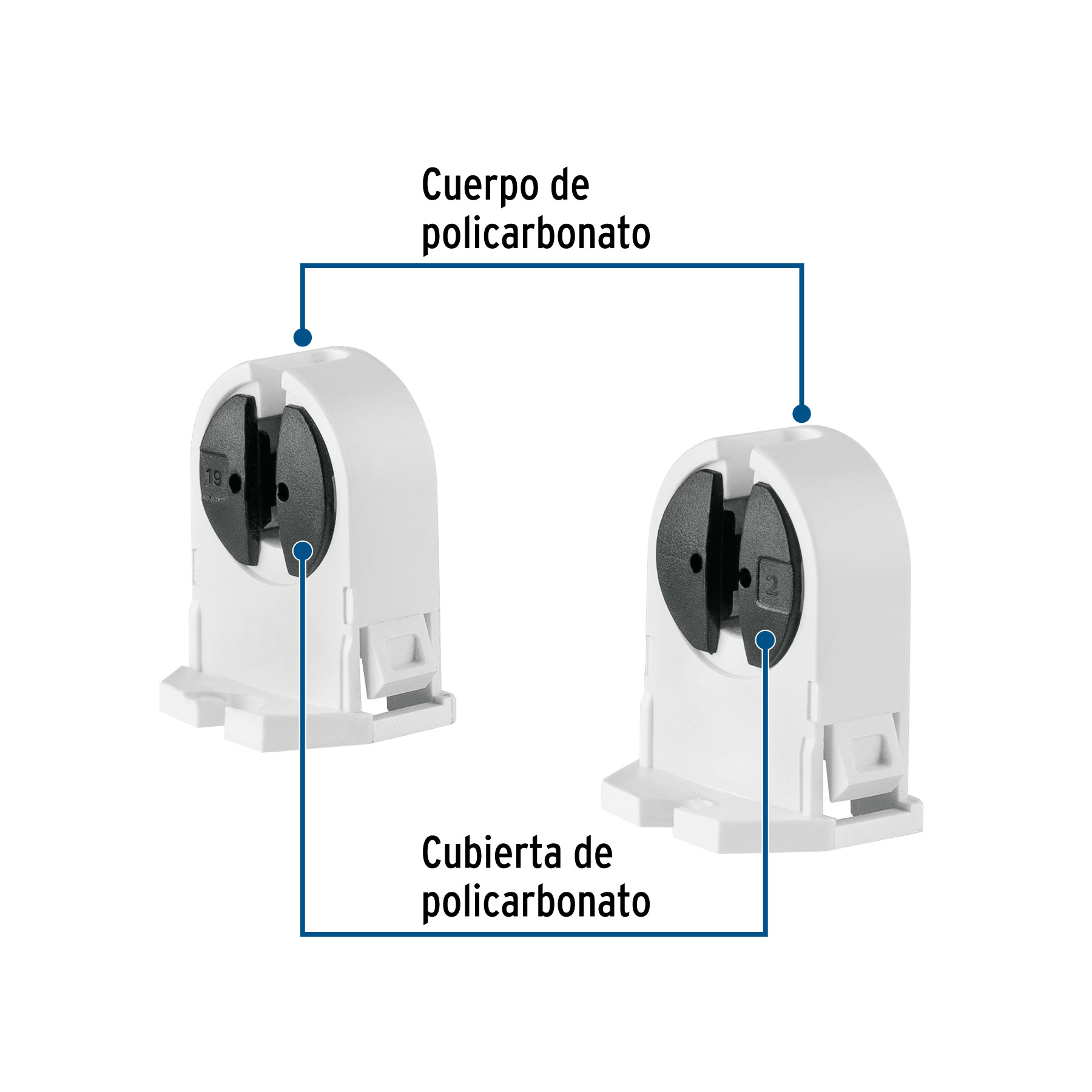 Bolsa 2 pz portalámparas p/tubo LED y fluorescente, base G5