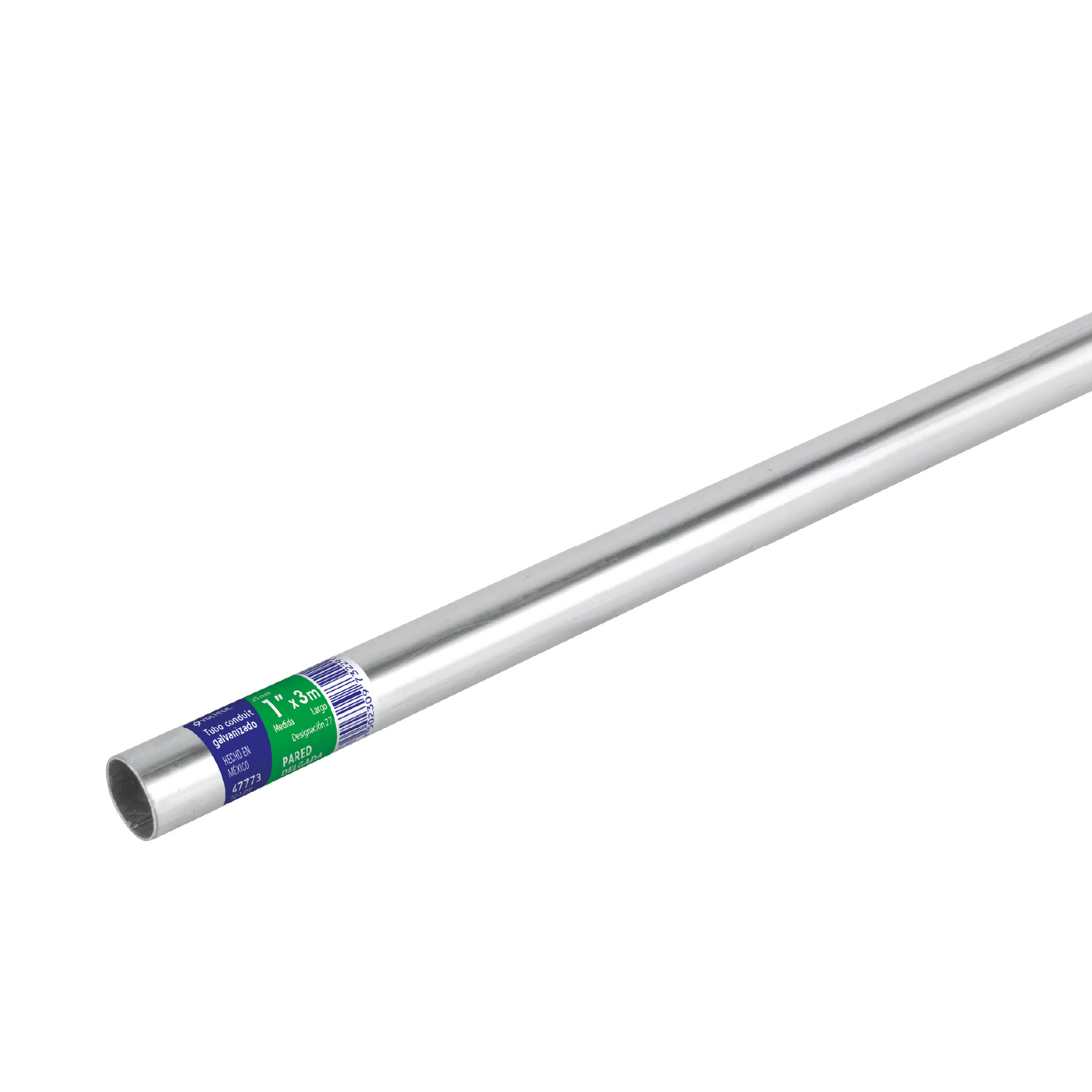 Tubo Conduit 1" pared delgada (1.6 mm), et. verde, 3 m