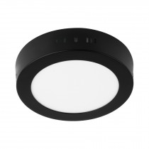 Luminario LED tipo plafón 6 W, redondo, luz de día, negro