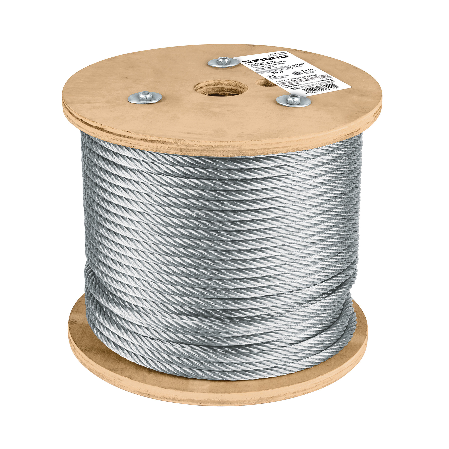 Metro de cable flexible 5/16" de acero 7x19 hilos, 75 m