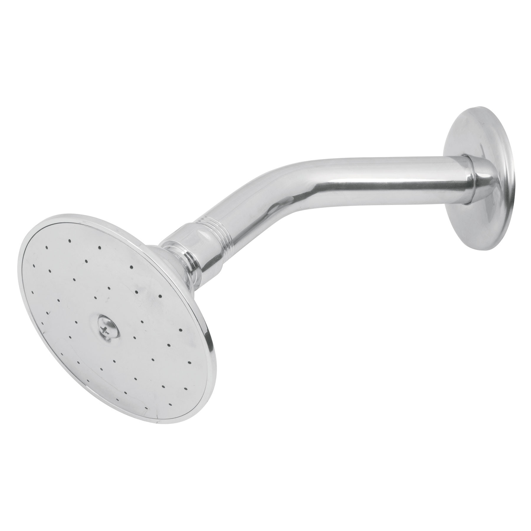 Regadera redonda 3-1/2", metálica, brazo y chapetón, cromo