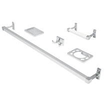 Juego de 5 accesorios para baño, metálicos, cromo, BASIC