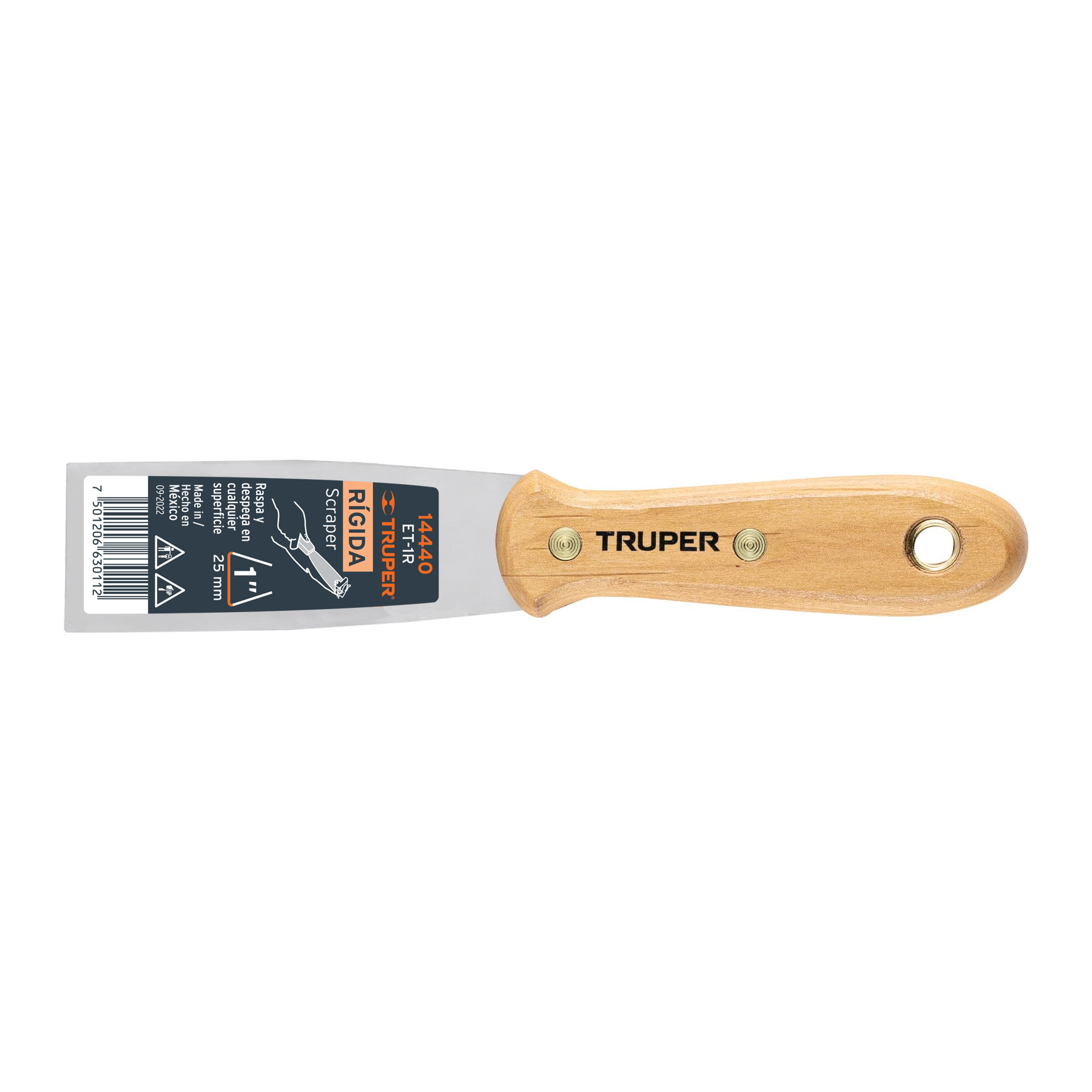 Espátula rígida 1" con mango de madera, TRUPER