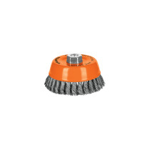 Carda copa 5" alambre trenzado grueso, eje 5/8"-11, TRUPER