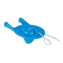 Sapo 3" para WC, PVC azul, cadena plástica, FOSET BASIC