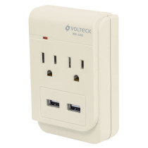 Multicontacto, 2 entradas y 2 entradas USB, 2 polos + tierra