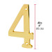 Número 4 de latón sólido 4", latón brillante, HERMEX