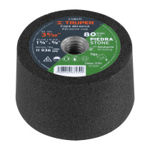Copa desbaste de piedra 3-5/32" grano 80, eje 5/8-11, TRUPER
