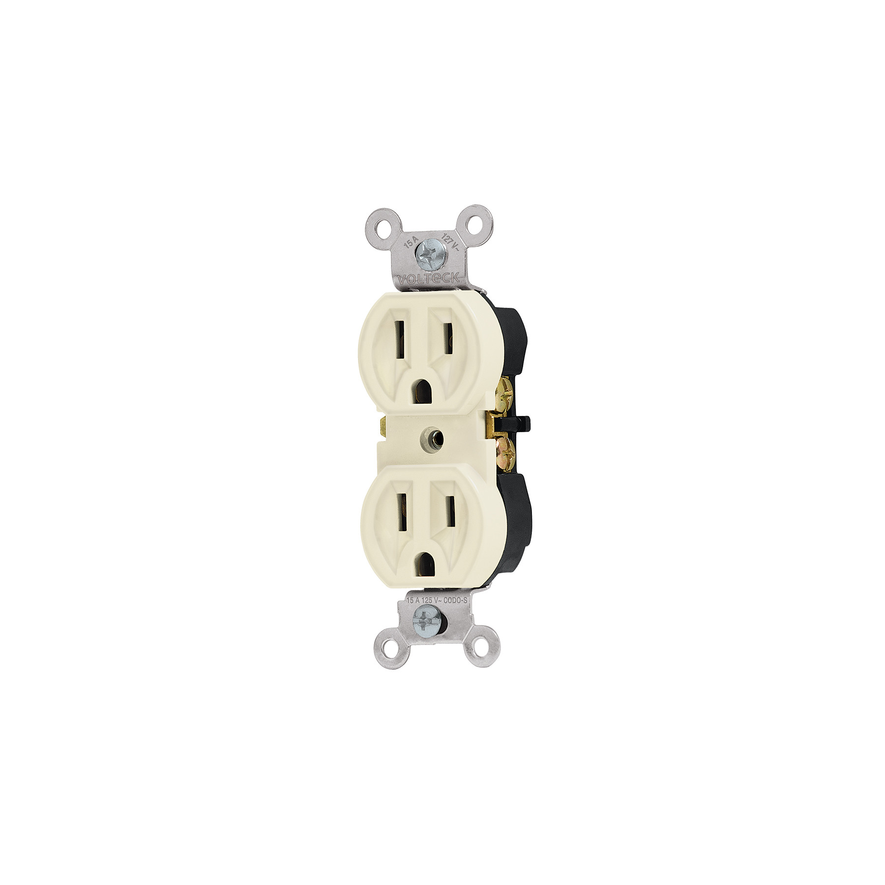 Contacto dúplex, 2 polos 3 hilos, Standard, marfil, VOLTECK