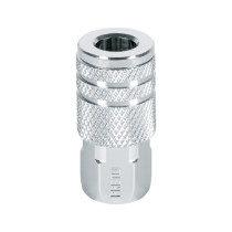 Cople rápido de acero, hembra, cuerda 1/4" NPT, PRETUL