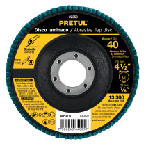 Disco laminado 4-1/2", grano 40 centro 7/8", fibra, PRETUL