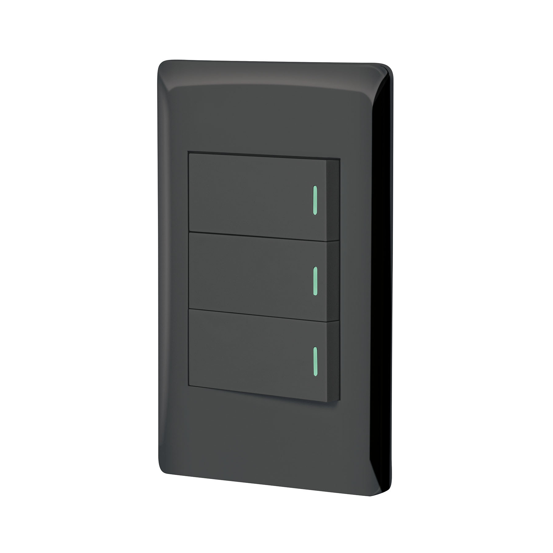 Placa armada negra 2 interruptores 1 de 3 vías 1 mód, Lisboa