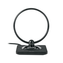 Antena para interior, TV HD, tipo aro, con booster 28 dB