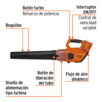 Sopladora inalámbrica 40V, sin accesorios, TRUPER PRO
