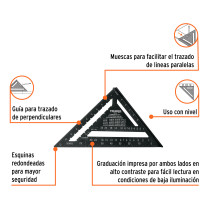 Escuadra 12", aluminio color negro, para muro de yeso,TRUPER