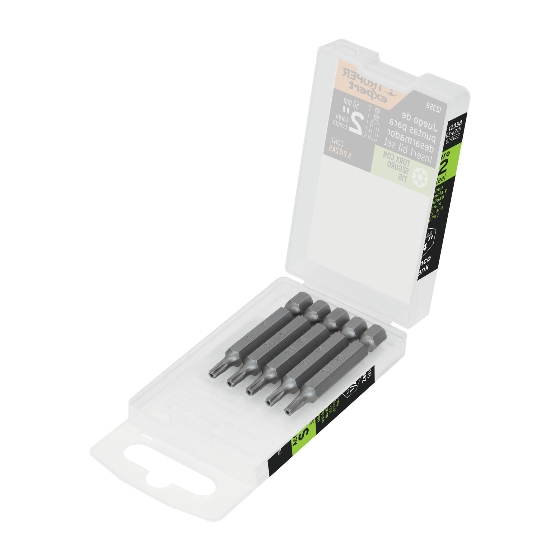 Estuche con 5 puntas torx T15 con seguro largo 2", EXPERT