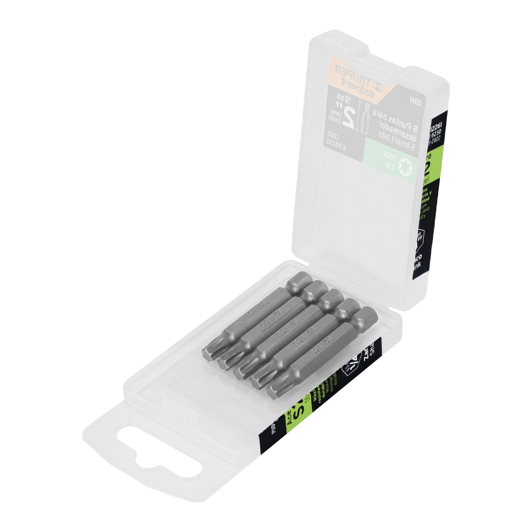 Estuche con 5 puntas torx T30 largo 2", TRUPER EXPERT