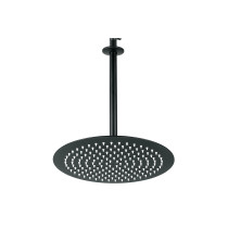 Regadera plato redondo 12" con brazo, negro, FOSET RIVIERA