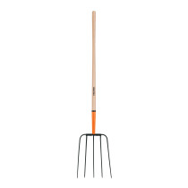 Bieldo para paja, 5 dientes, mango largo 48", cabeza grande