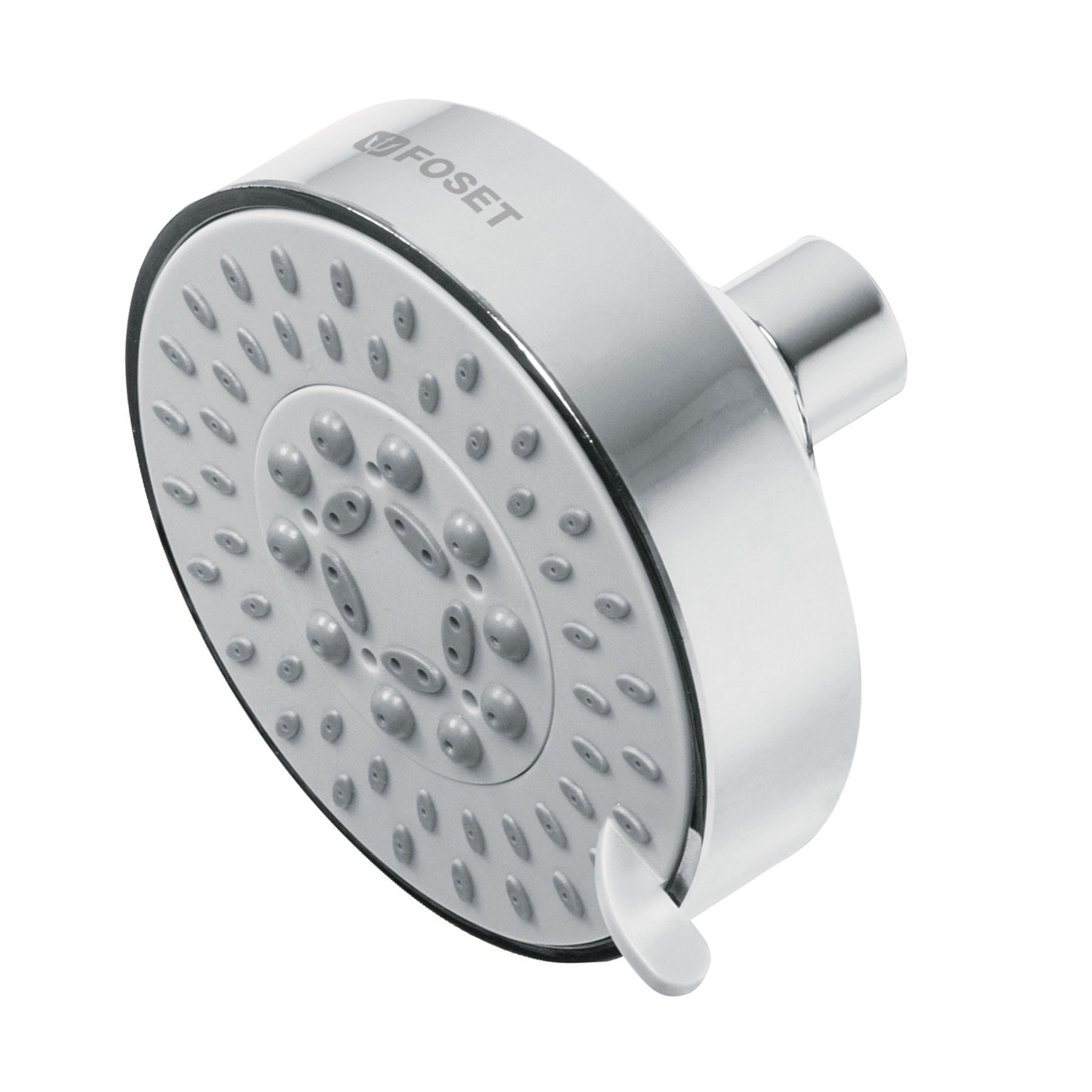 Regadera cromo 4"con 5 funciones, sin brazo, FOSET ELEMENT