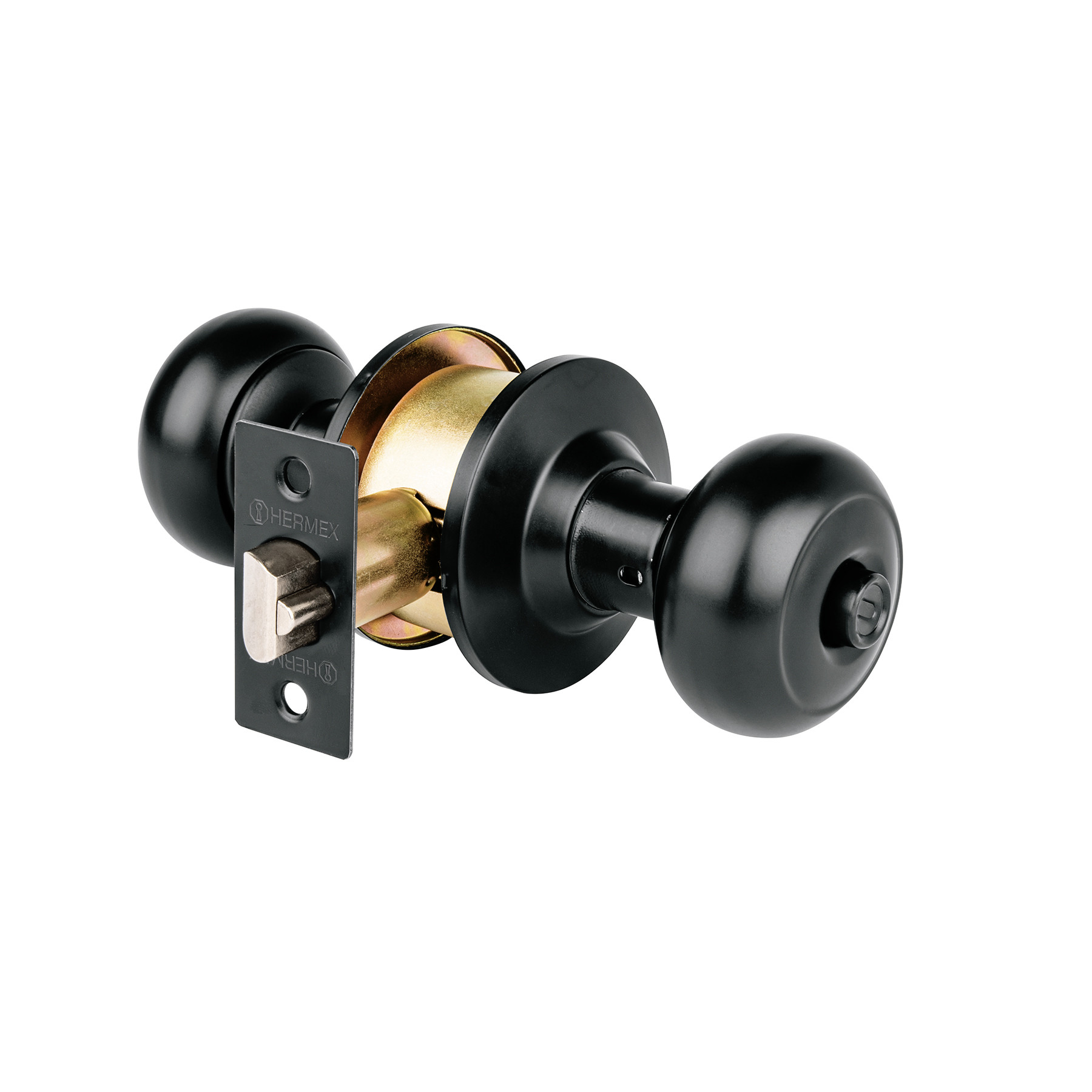 Cerradura pomo, negro, oval, recámara, HERMEX