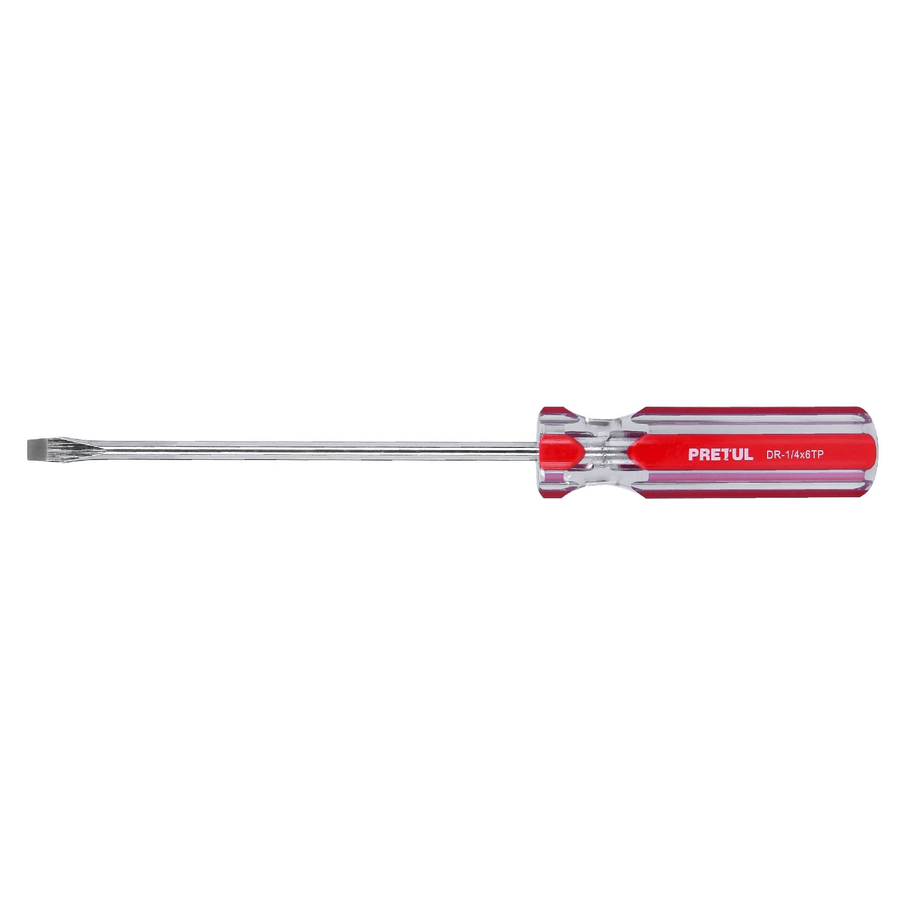 Desarmador plano 1/4 x 6" mango de PVC, PRETUL