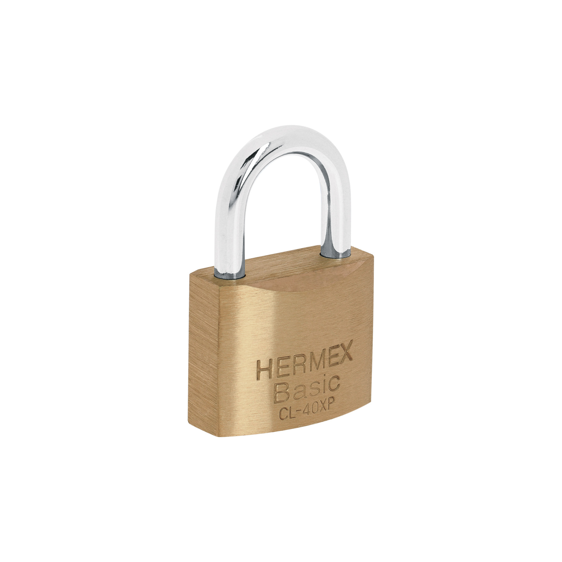 Candado de latón 40 mm llave tetra en blíster, HERMEX BASIC