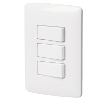 Placa armada 2 interruptores 1escalera blanco,línea Italiana
