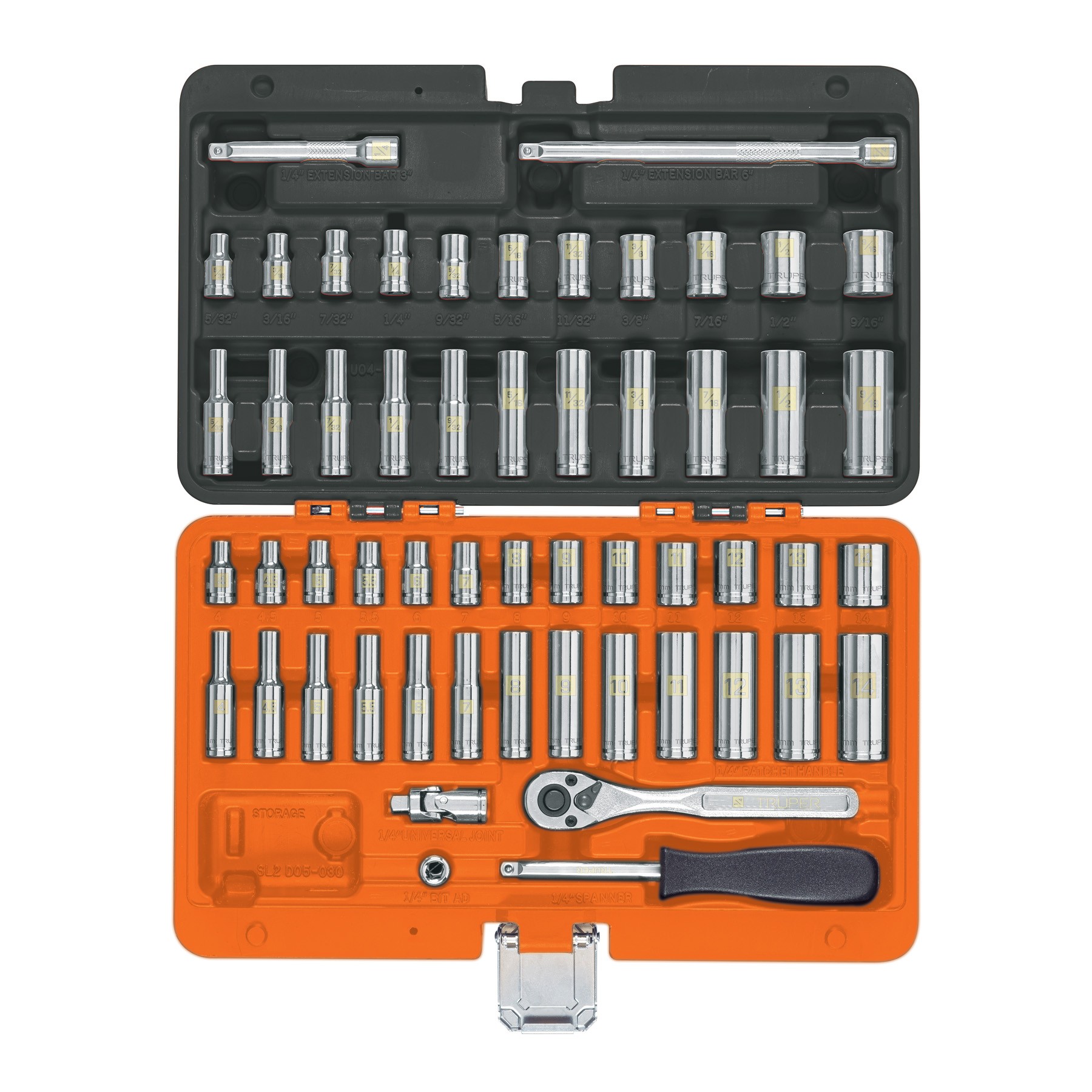 Juego de 54 herramientas cuadro 1/4" std y mm para mecánico